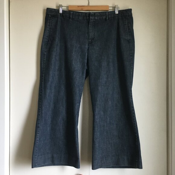 GAP Stretch Wide Leg Denim Trouser Pants - Picture 1 of 16